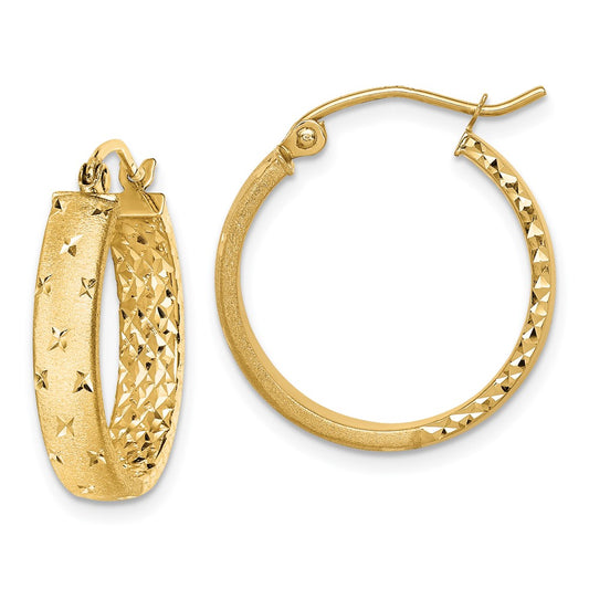 Gold Satin and D/C Round Hoop Earrings
