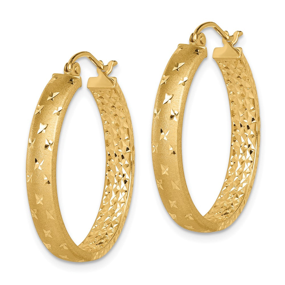 Gold Satin and D/C Round Hoop Earrings