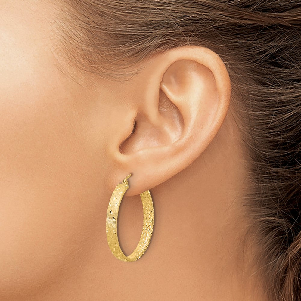 Gold Satin and D/C Round Hoop Earrings
