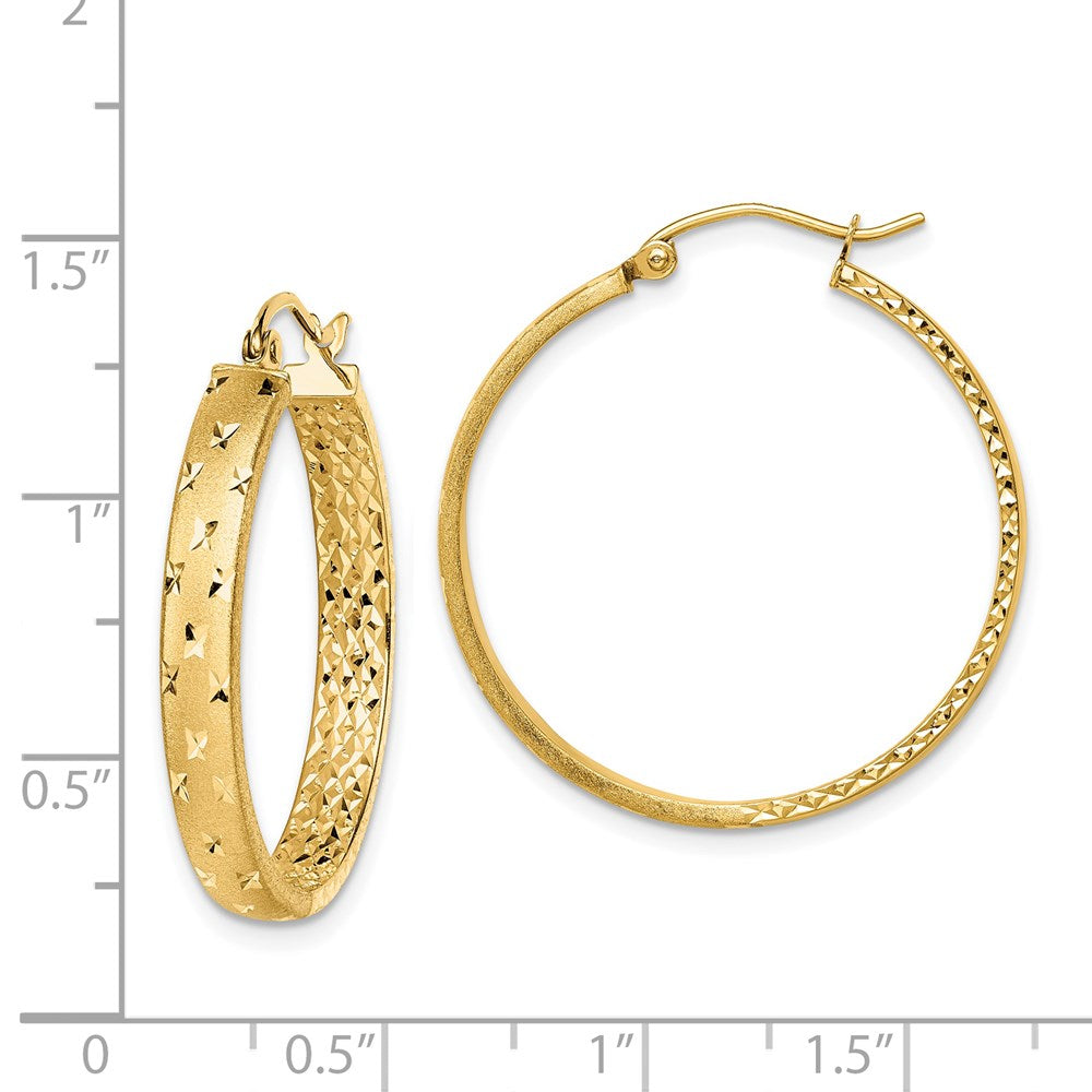 Gold Satin and D/C Round Hoop Earrings