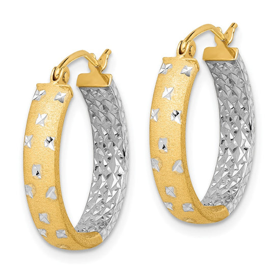Gold Satin and D/C Round Hoop Earrings