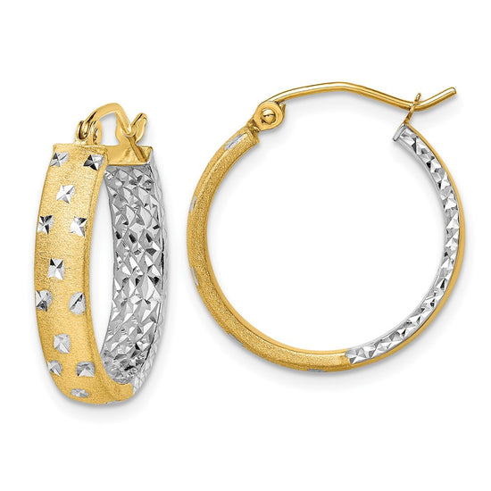 Gold Satin and D/C Round Hoop Earrings