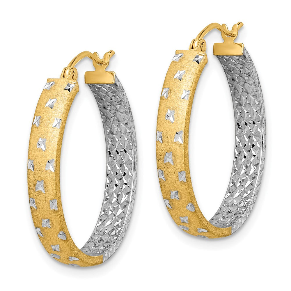 Gold Satin and D/C Round Hoop Earrings