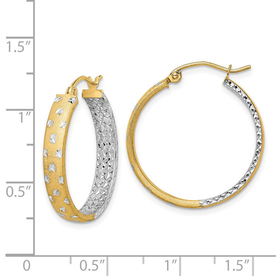Gold Satin and D/C Round Hoop Earrings