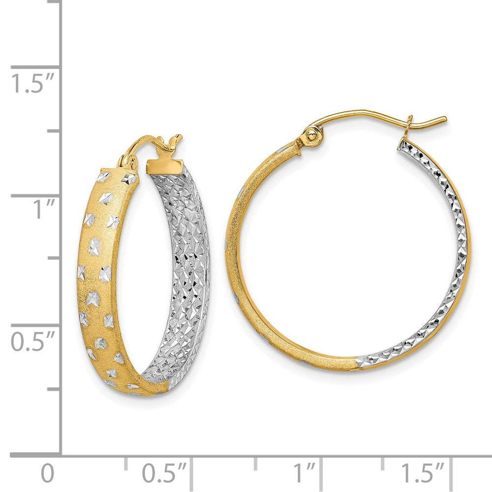 Gold Satin and D/C Round Hoop Earrings