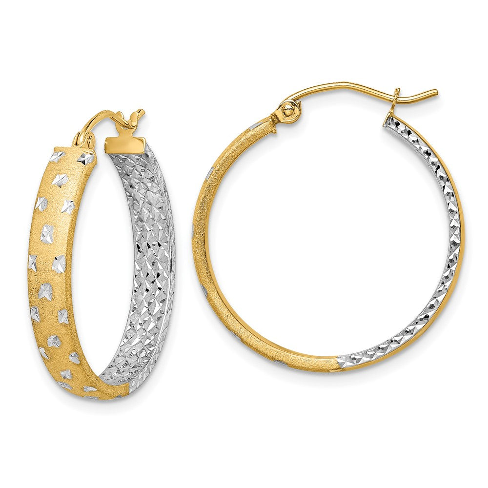 Gold Satin and D/C Round Hoop Earrings