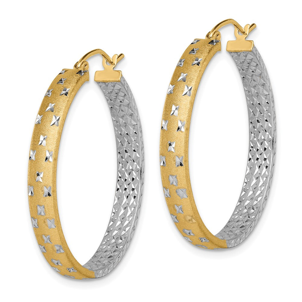Gold Satin and D/C Round Hoop Earrings