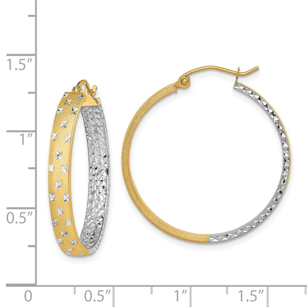 Gold Satin and D/C Round Hoop Earrings