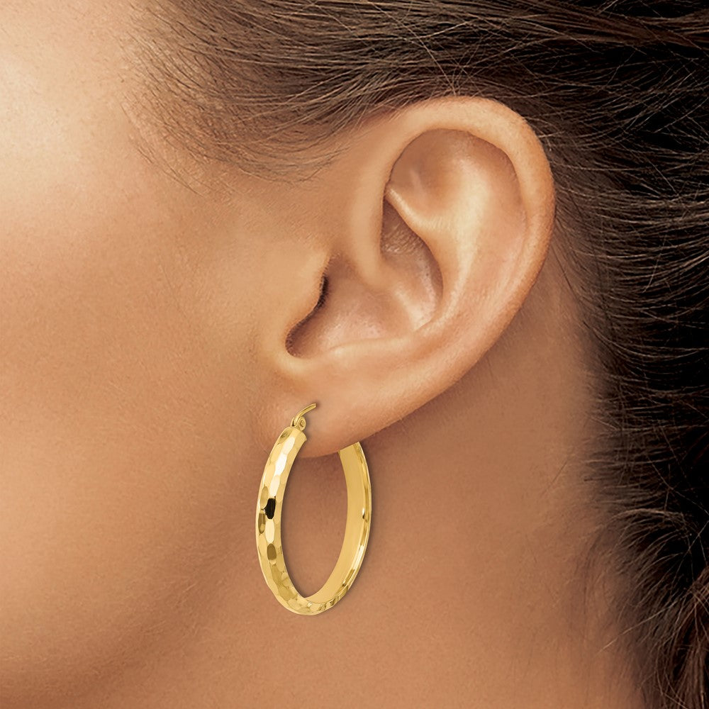 14k Diamond-cut Hoop Earrings