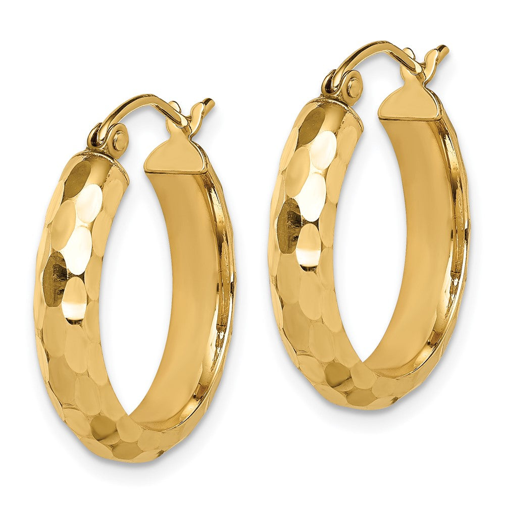4.0mm Gold Diamond-cut Hoop Earrings