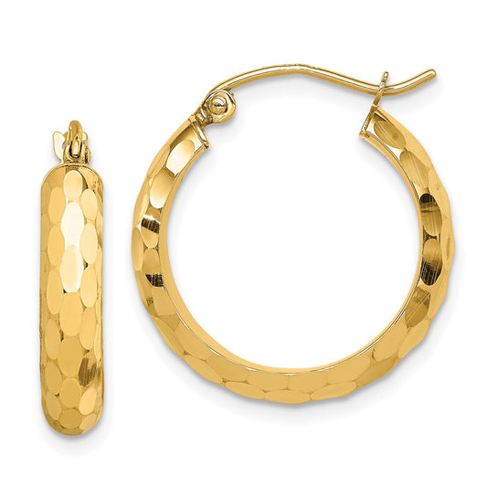 4.0mm Gold Diamond-cut Hoop Earrings