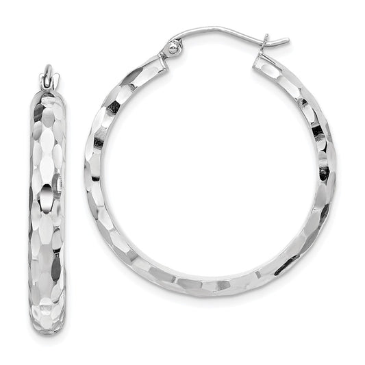 2.8mm Gold Polished Diamond-cut Hoop Earrings