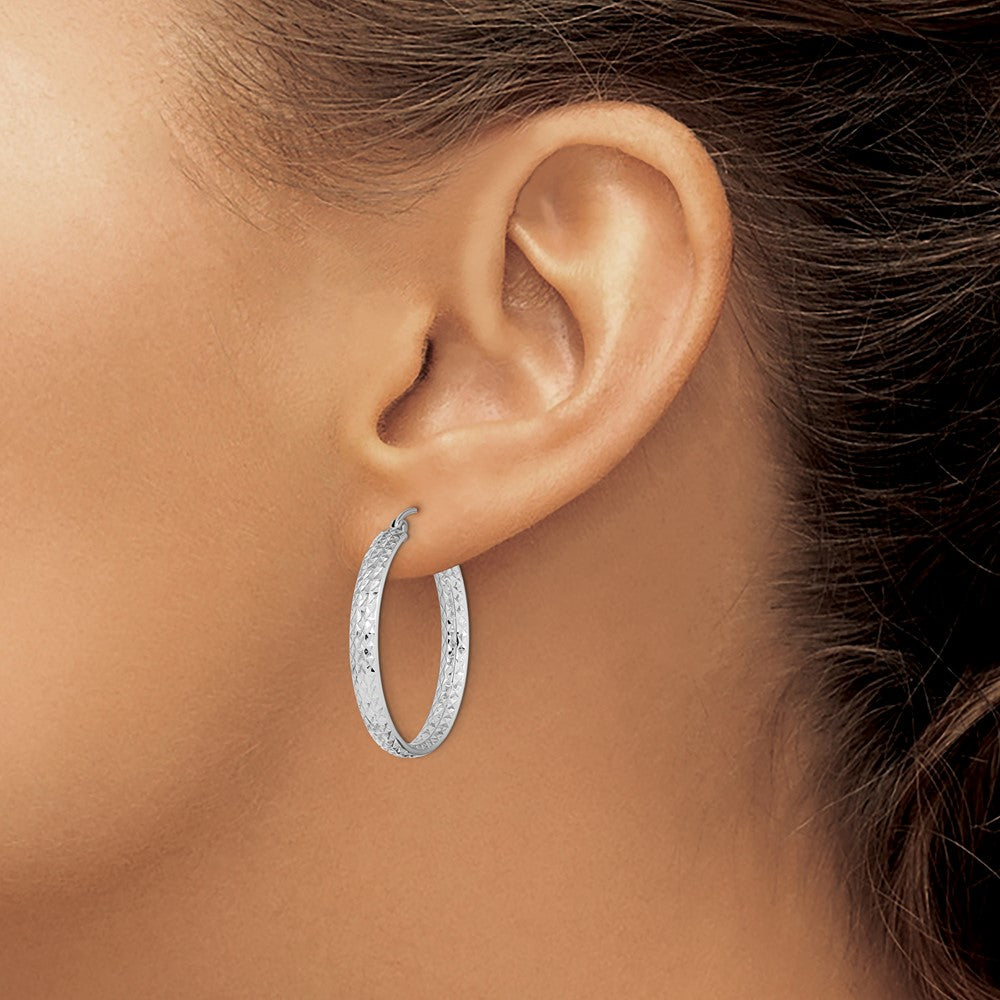 Gold Diamond-cut In & Out Hoop Earrings