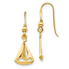 14K Sailboat Dangle French Hook Earrings