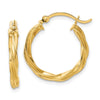 2.5mm Gold Twisted Tube Hoop Earrings