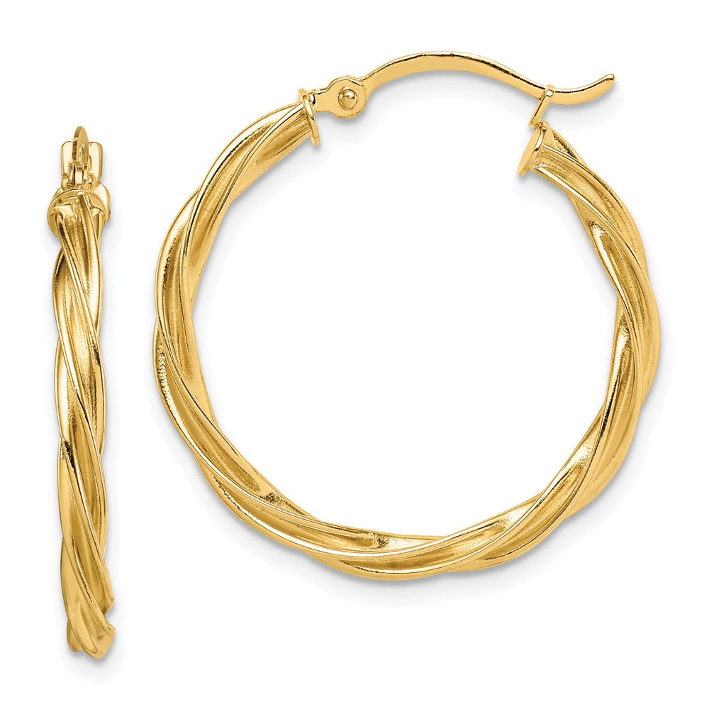 2.5mm Gold Twisted Tube Hoop Earrings