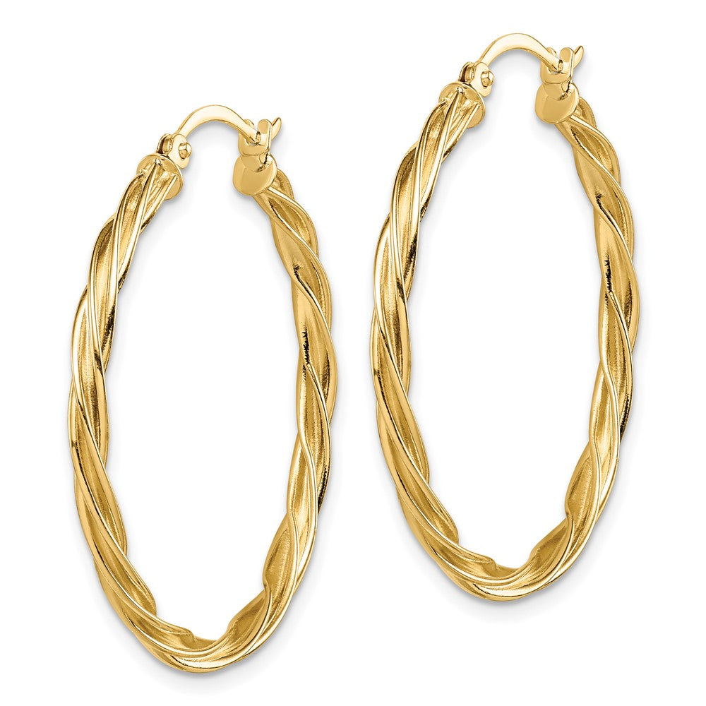 2.5mm Gold Twisted Tube Hoop Earrings