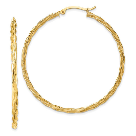 2.5mm Gold Twisted Tube Hoop Earrings