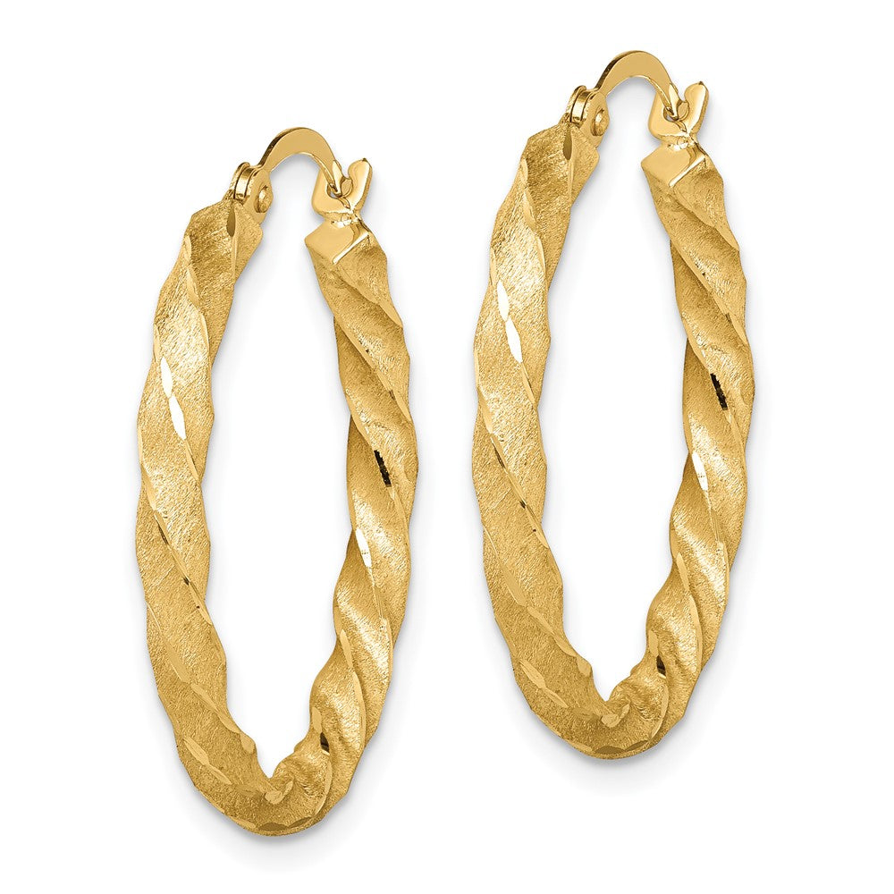 2.8mm Gold Satin Diamond-cut Twisted Hoop Earrings