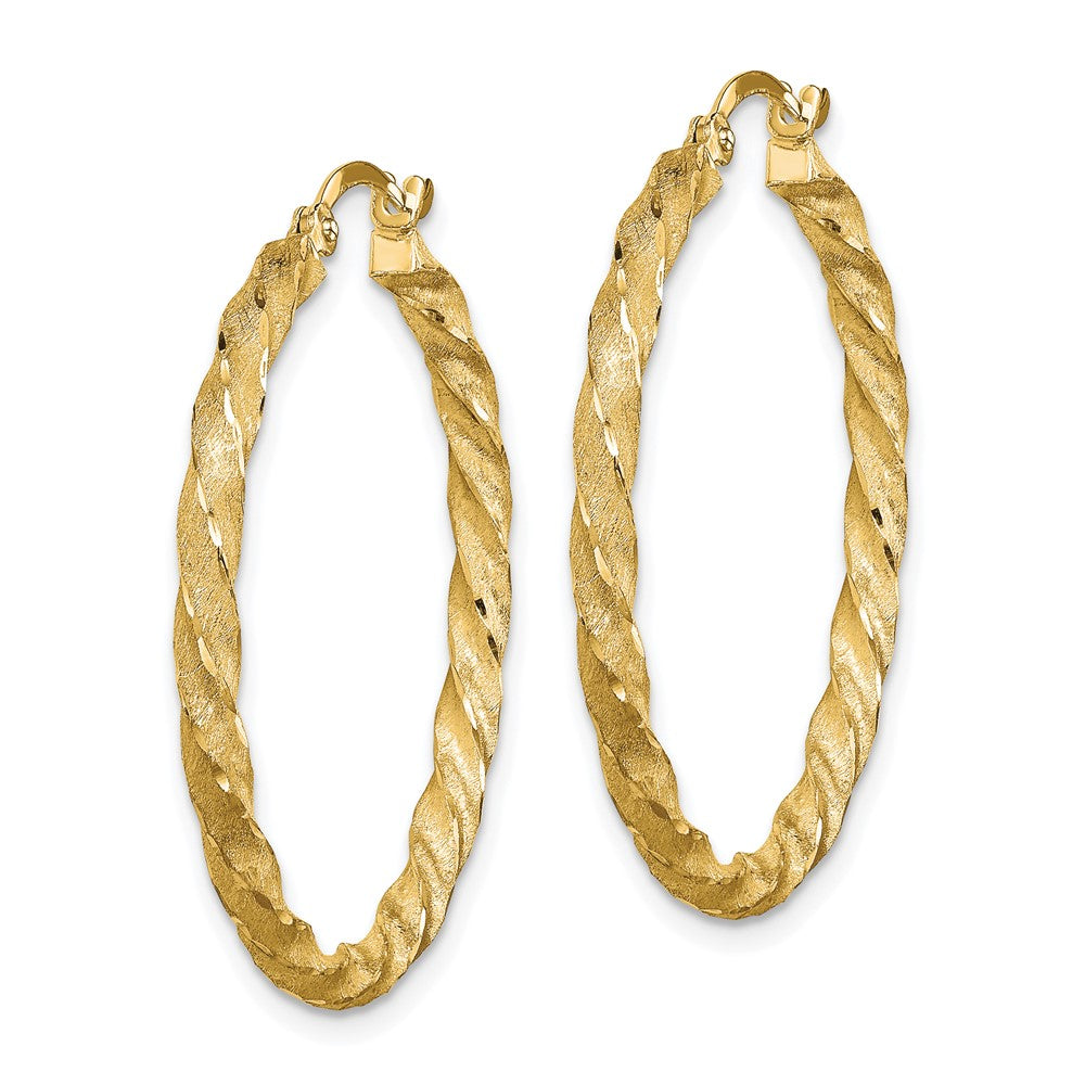 2.8mm Gold Satin Diamond-cut Twisted Hoop Earrings