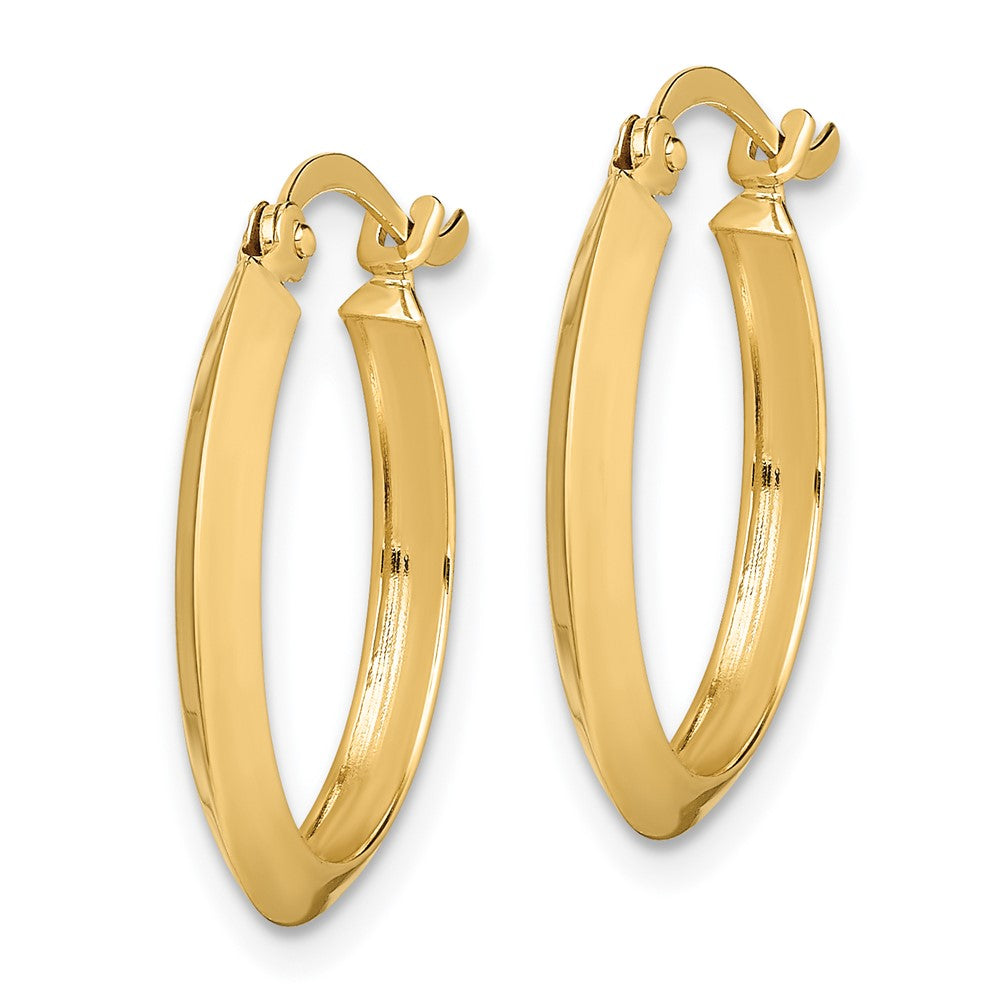 14K 2.25x19mm Polished Knife-Edge Tube Hoop Earrings