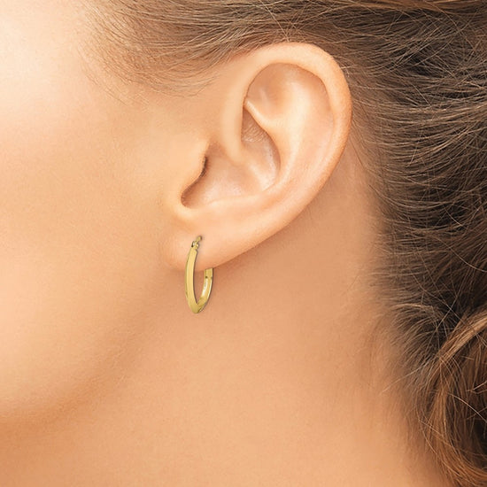 14K 2.25x19mm Polished Knife-Edge Tube Hoop Earrings