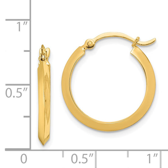 14K 2.25x19mm Polished Knife-Edge Tube Hoop Earrings