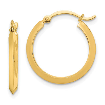 14K 2.25x19mm Polished Knife-Edge Tube Hoop Earrings