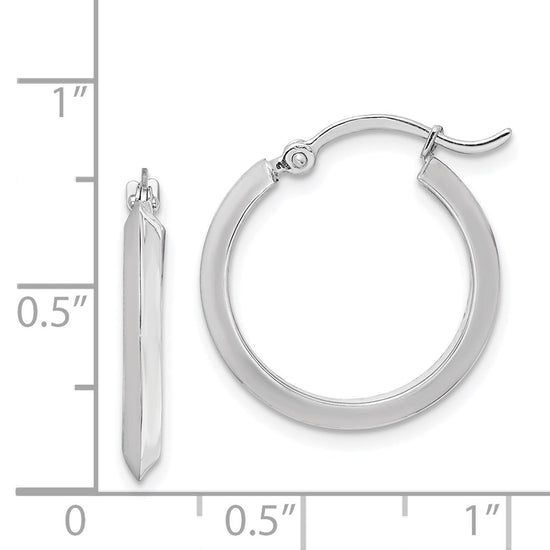 14K White Gold 2.25x19mm Polished Knife-Edge Tube Hoop Earrings