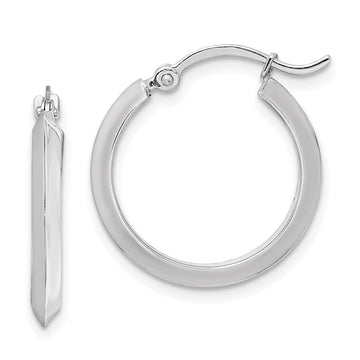 14K White Gold 2.25x19mm Polished Knife-Edge Tube Hoop Earrings