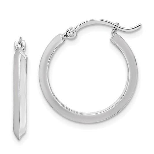 14K White Gold 2.25x19mm Polished Knife-Edge Tube Hoop Earrings
