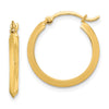14K 2.25x19mm Polished Knife-Edge Tube Hoop Earrings