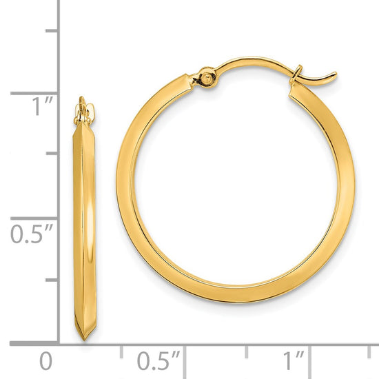 14K 2.25x25mm Polished Knife-Edge Tube Hoop Earrings