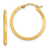 14K 2.25x25mm Polished Knife-Edge Tube Hoop Earrings