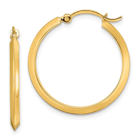 14K 2.25x25mm Polished Knife-Edge Tube Hoop Earrings
