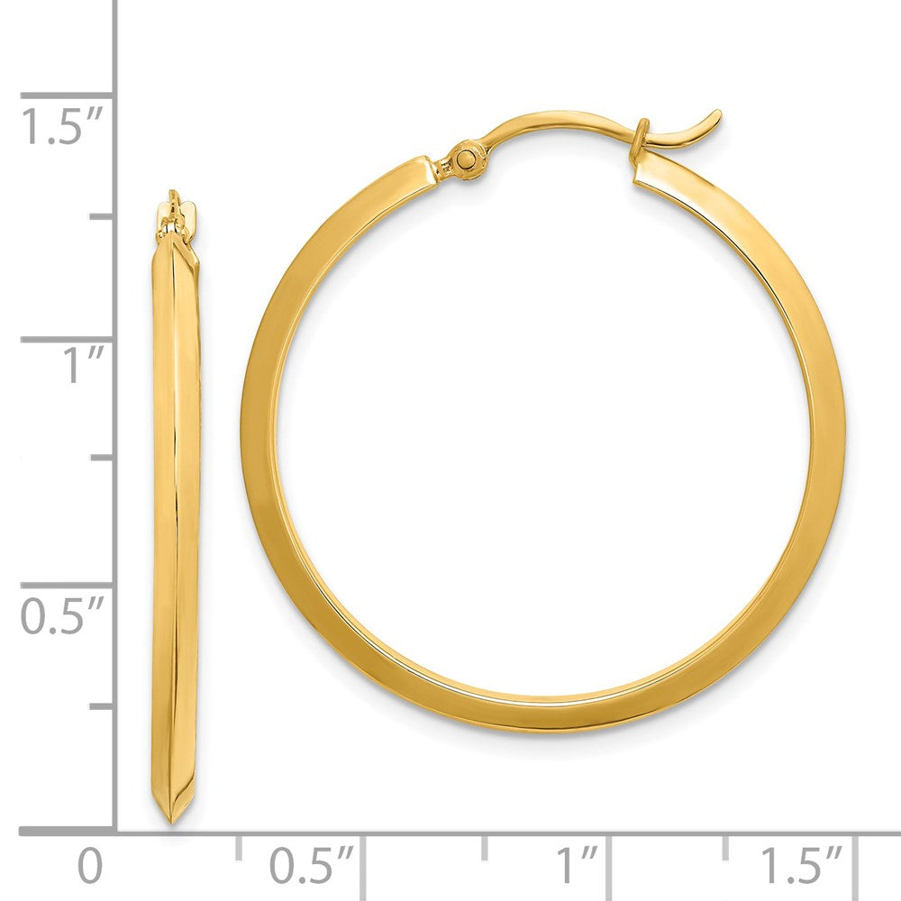14K 2.25x32mm Polished Knife-Edge Tube Hoop Earrings