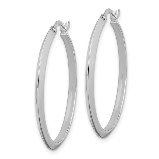 14K White Gold 2.25x32mm Polished Knife-Edge Tube Hoop Earrings