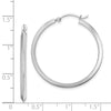 14K White Gold 2.25x32mm Polished Knife-Edge Tube Hoop Earrings