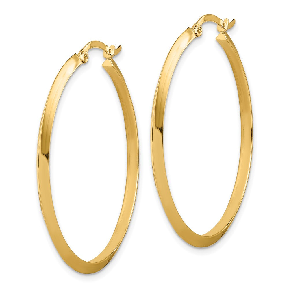 14K 2.25x38mm Polished Knife-Edge Tube Hoop Earrings