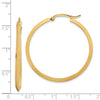 14K 2.25x38mm Polished Knife-Edge Tube Hoop Earrings