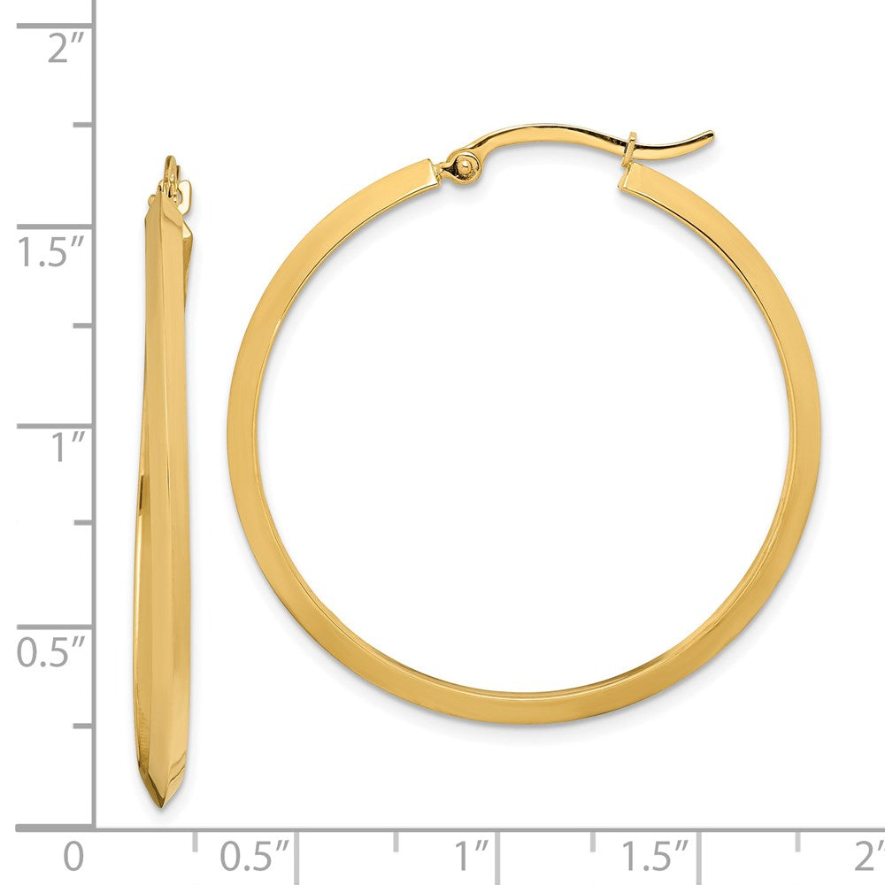 14K 2.25x38mm Polished Knife-Edge Tube Hoop Earrings