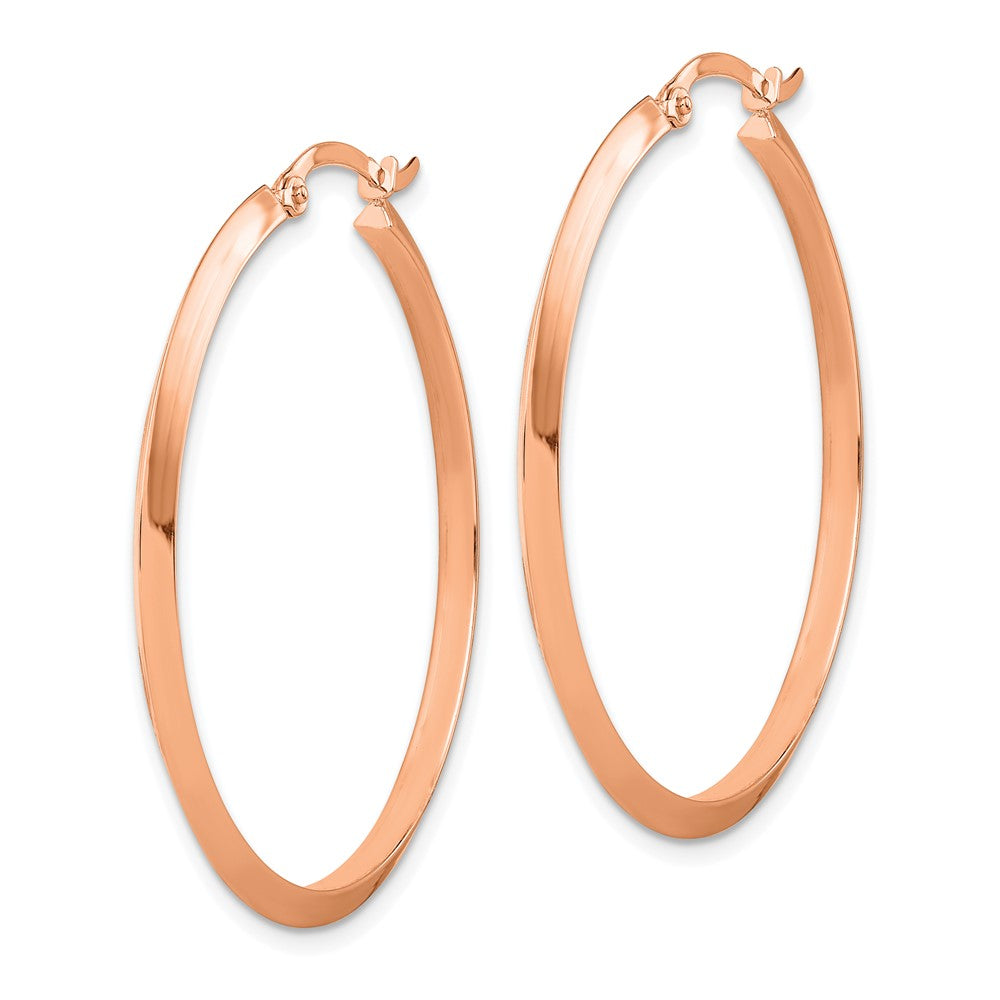 14K Rose Gold 2.25x38mm Polished Knife-Edge Tube Hoop Earrings