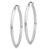 14K White Gold 2.25x38mm Polished Knife-Edge Tube Hoop Earrings