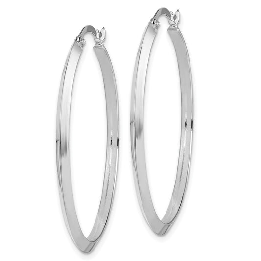 14K White Gold 2.25x38mm Polished Knife-Edge Tube Hoop Earrings