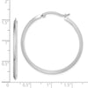 14K White Gold 2.25x38mm Polished Knife-Edge Tube Hoop Earrings