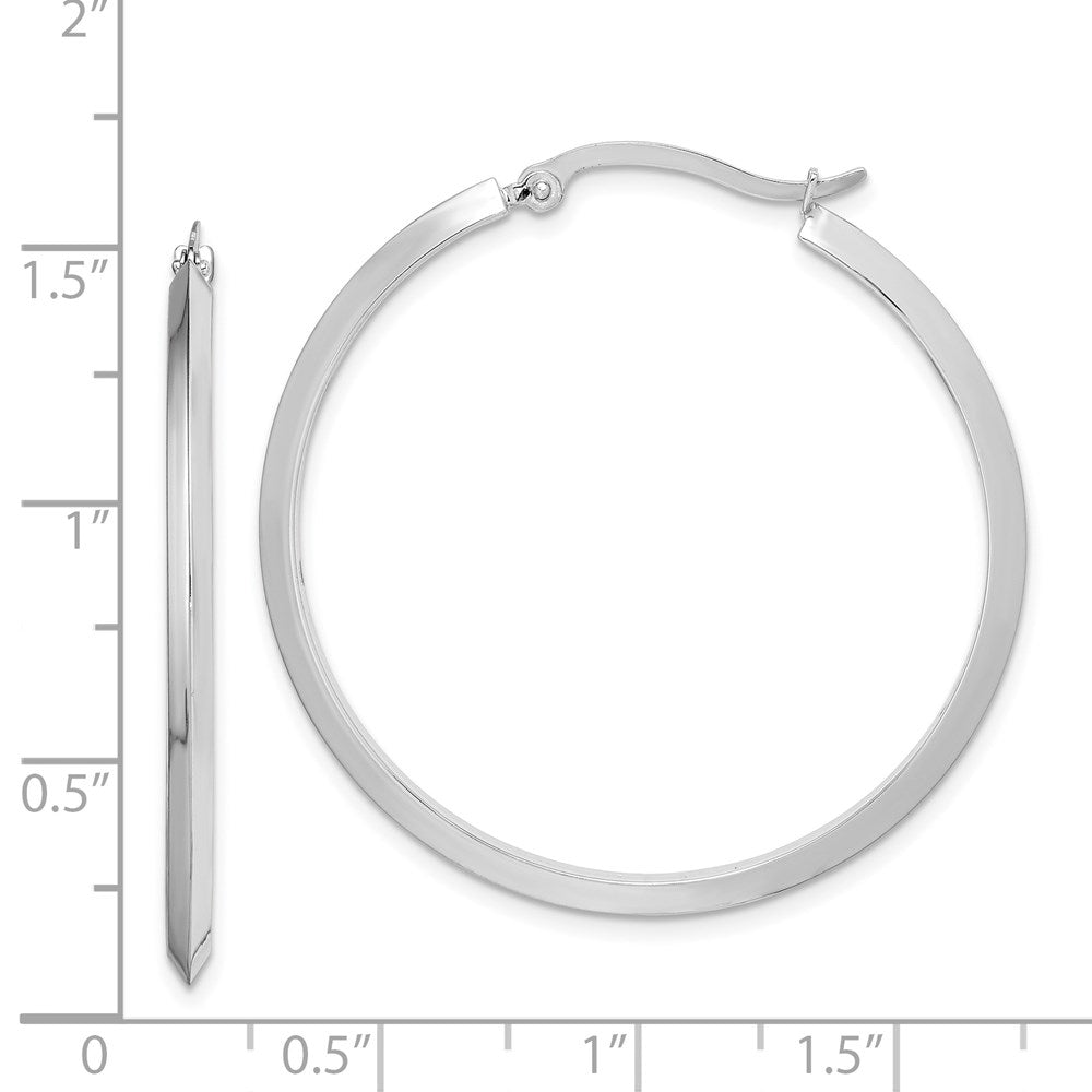 14K White Gold 2.25x38mm Polished Knife-Edge Tube Hoop Earrings