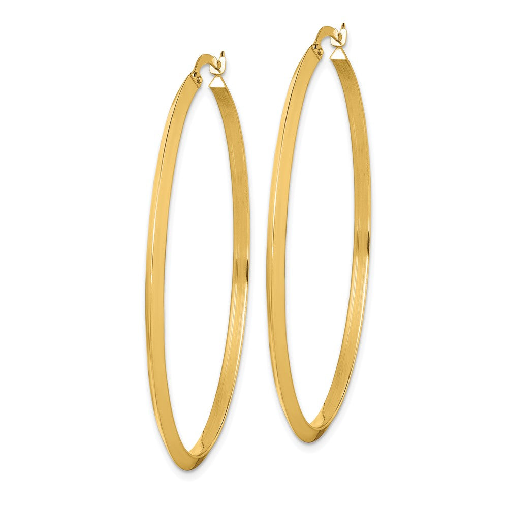 14K 2.25x52mm Polished Knife-Edge Tube Hoop Earrings