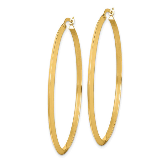 14K 2.25x52mm Polished Knife-Edge Tube Hoop Earrings