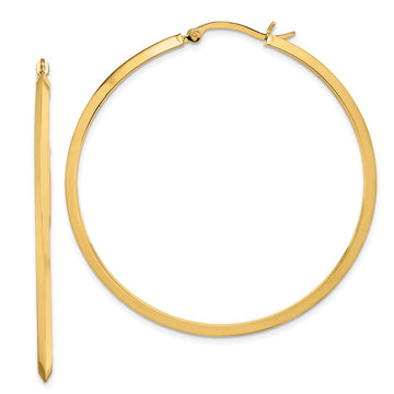 14K 2.25x52mm Polished Knife-Edge Tube Hoop Earrings
