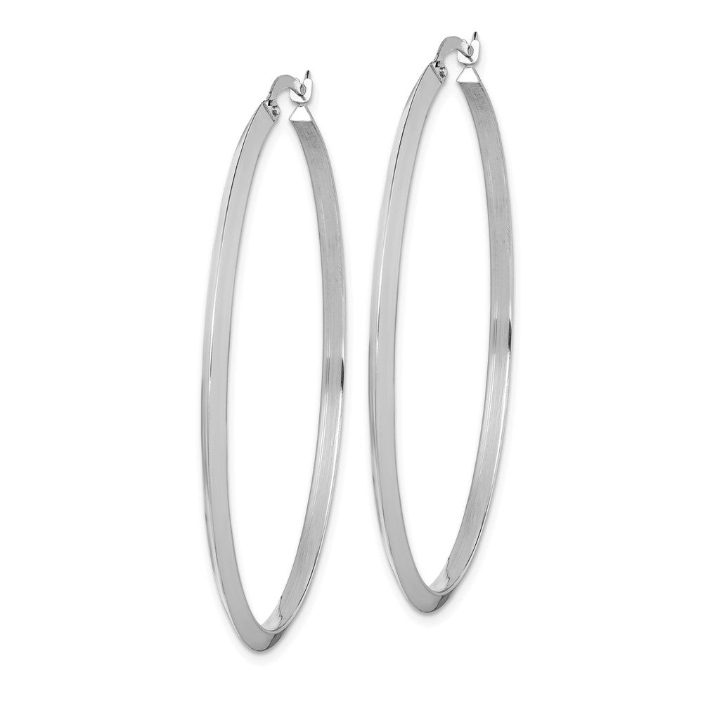 14K White Gold 2.25x52mm Polished Knife-Edge Tube Hoop Earrings